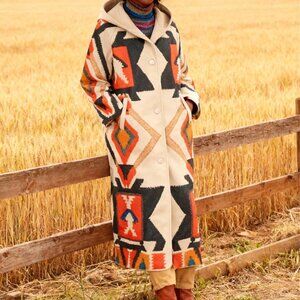 Multicolor Casual Women's Long Sleeve Loose Fit Hooded Coat